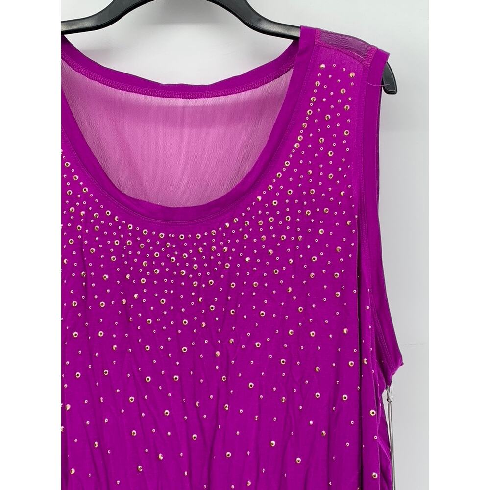 JENNIFER LOPEZ Women's Plus Hot Magenta Embellished Mesh Tank Top SZ 2X - Picture 6 of 12